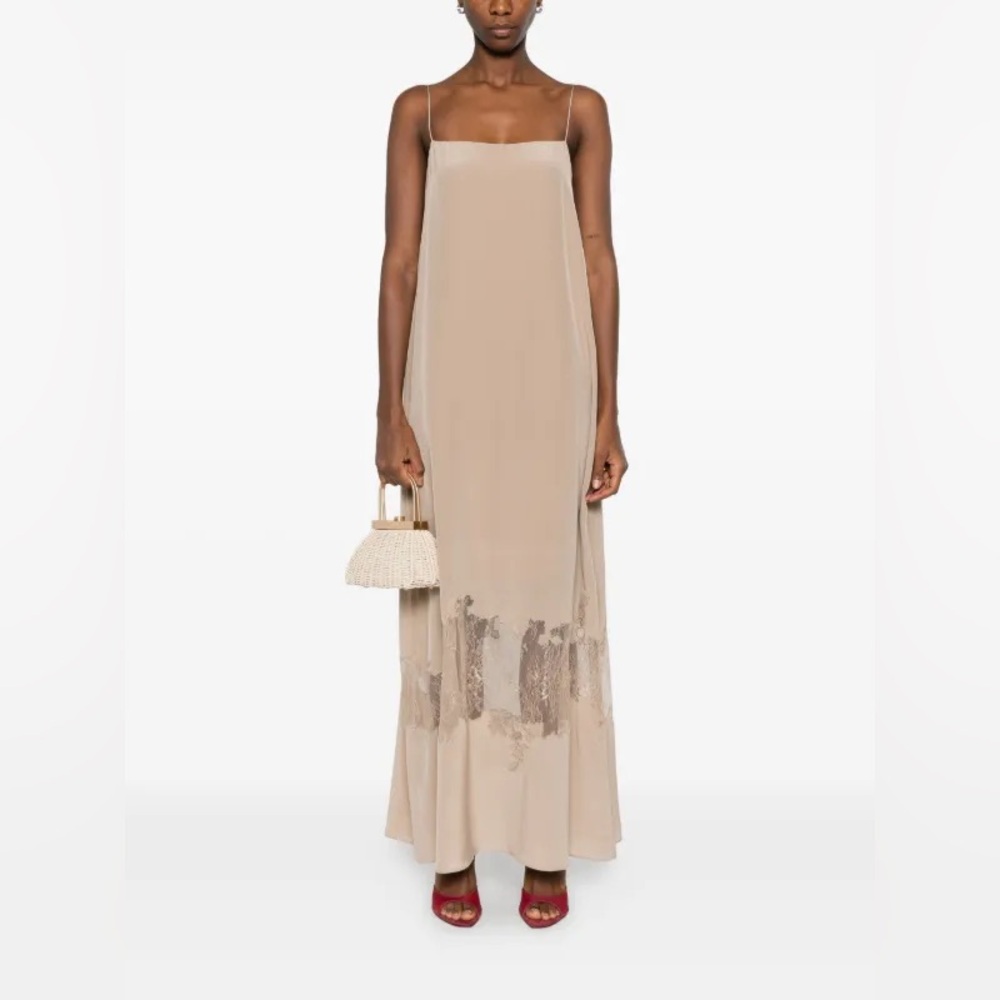 STAUD Delphina Silk Maxi  lace-trimmed Dress